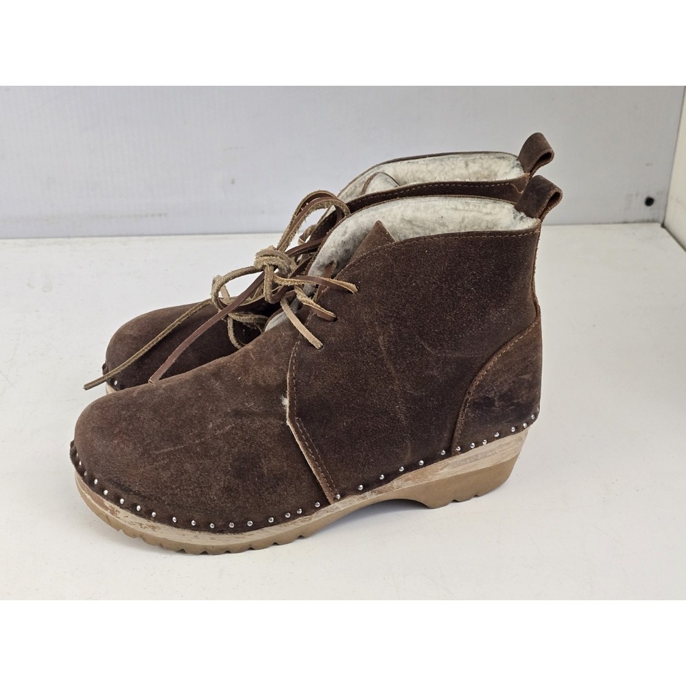 Swedish Clogs Troentorp Morris Shearling Brown Suede Size‎ US Womens 9 / EU 40